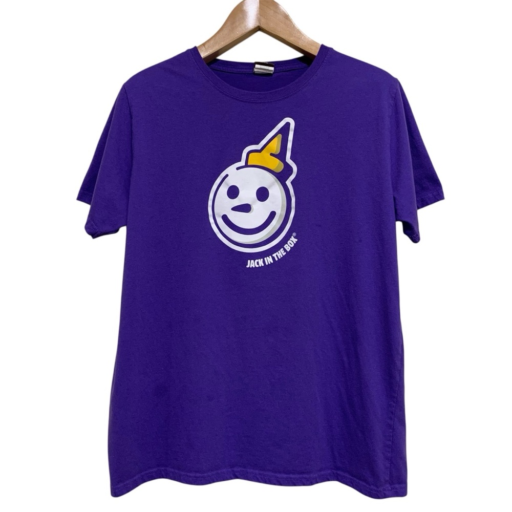 Barco Uniforms Jack In The Box Purple Crew Neck Shirt Size Large Burgers Tacos